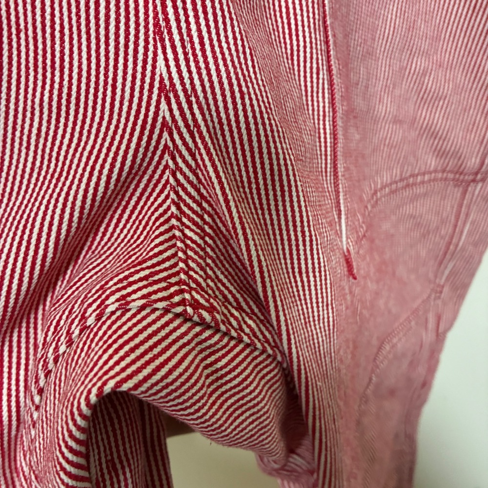 Duluth Trading Womens Railroad Gardening Overalls Size S x 31 Red Stripe Bibs - Picture 9 of 13